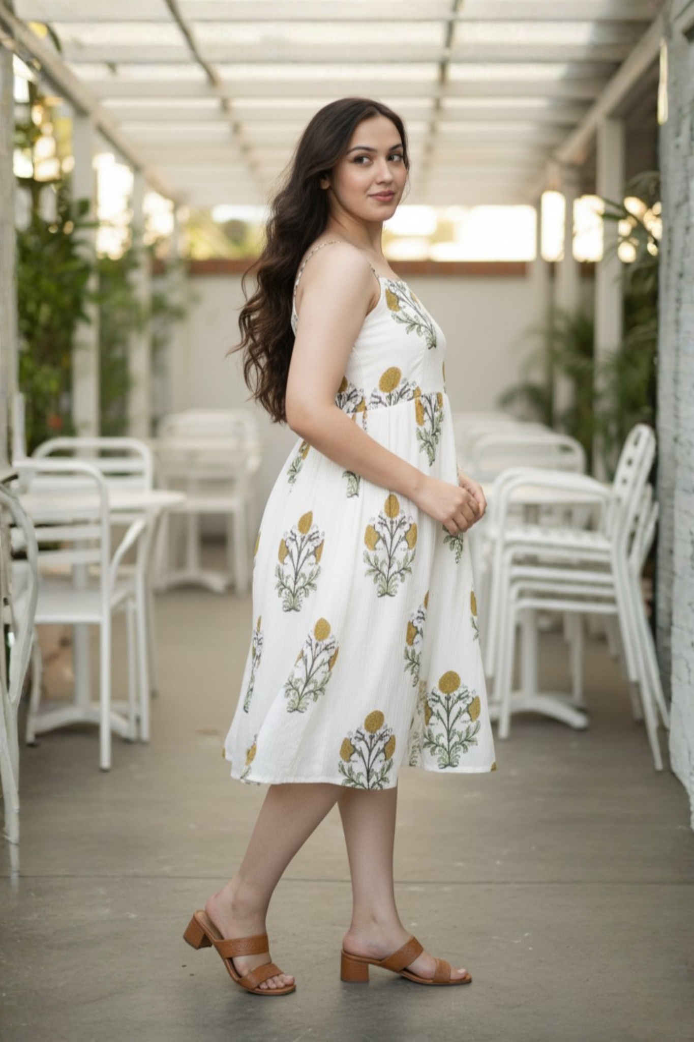 Rashmi Dress | Crushed Cotton Knee-Length Dress