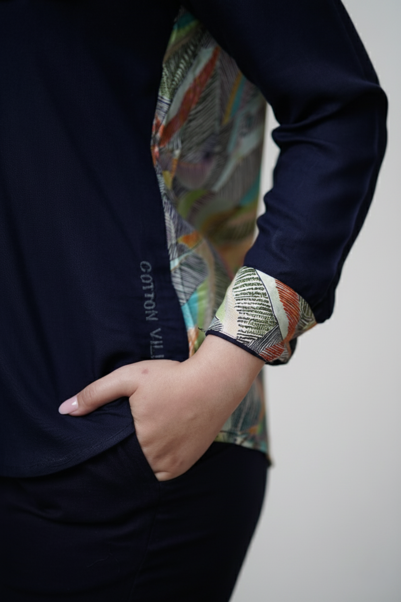 Neerija Shirt | Cotton Rayon Shirt with Printed Back