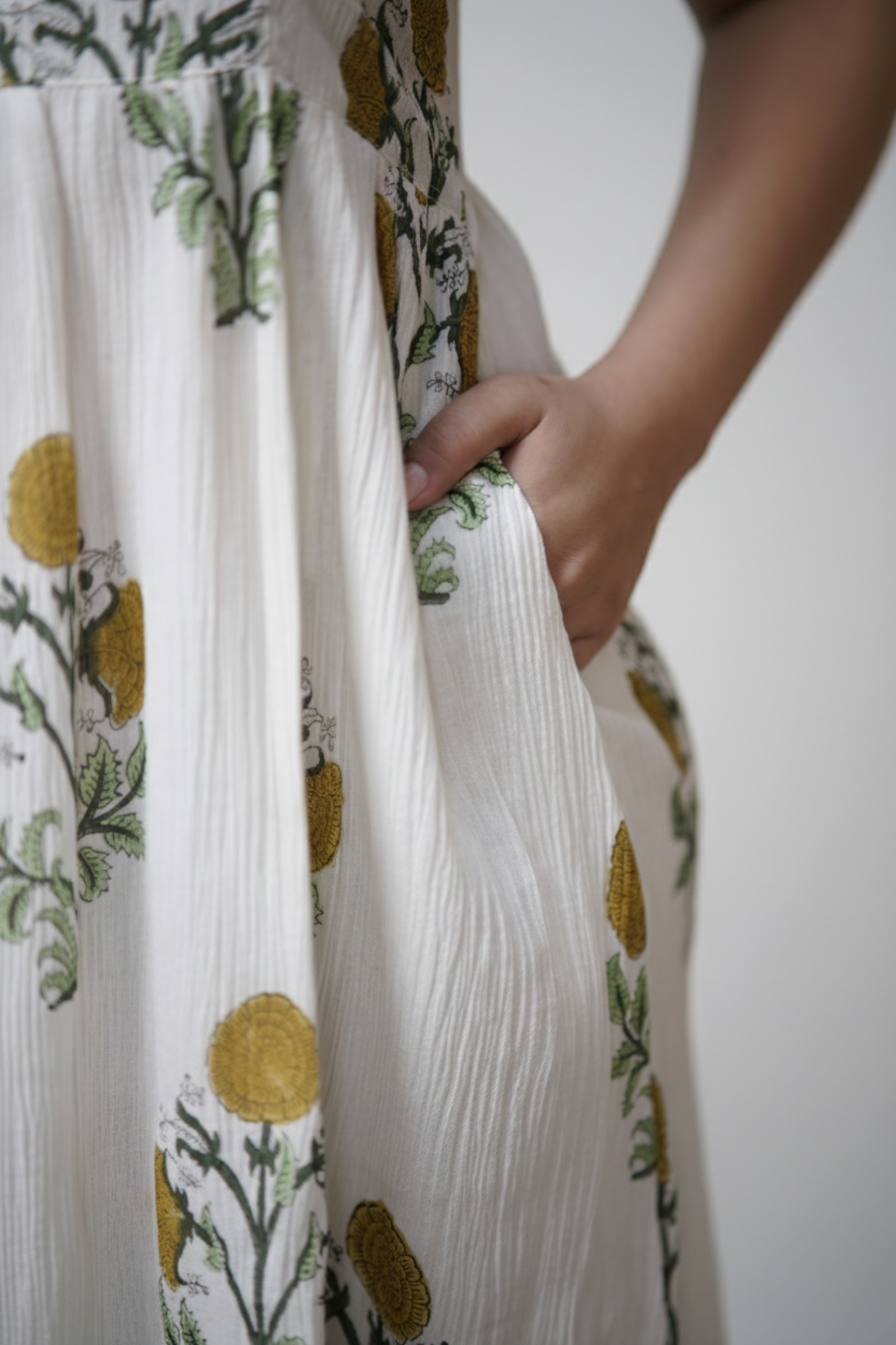 Rashmi Dress | Crushed Cotton Knee-Length Dress