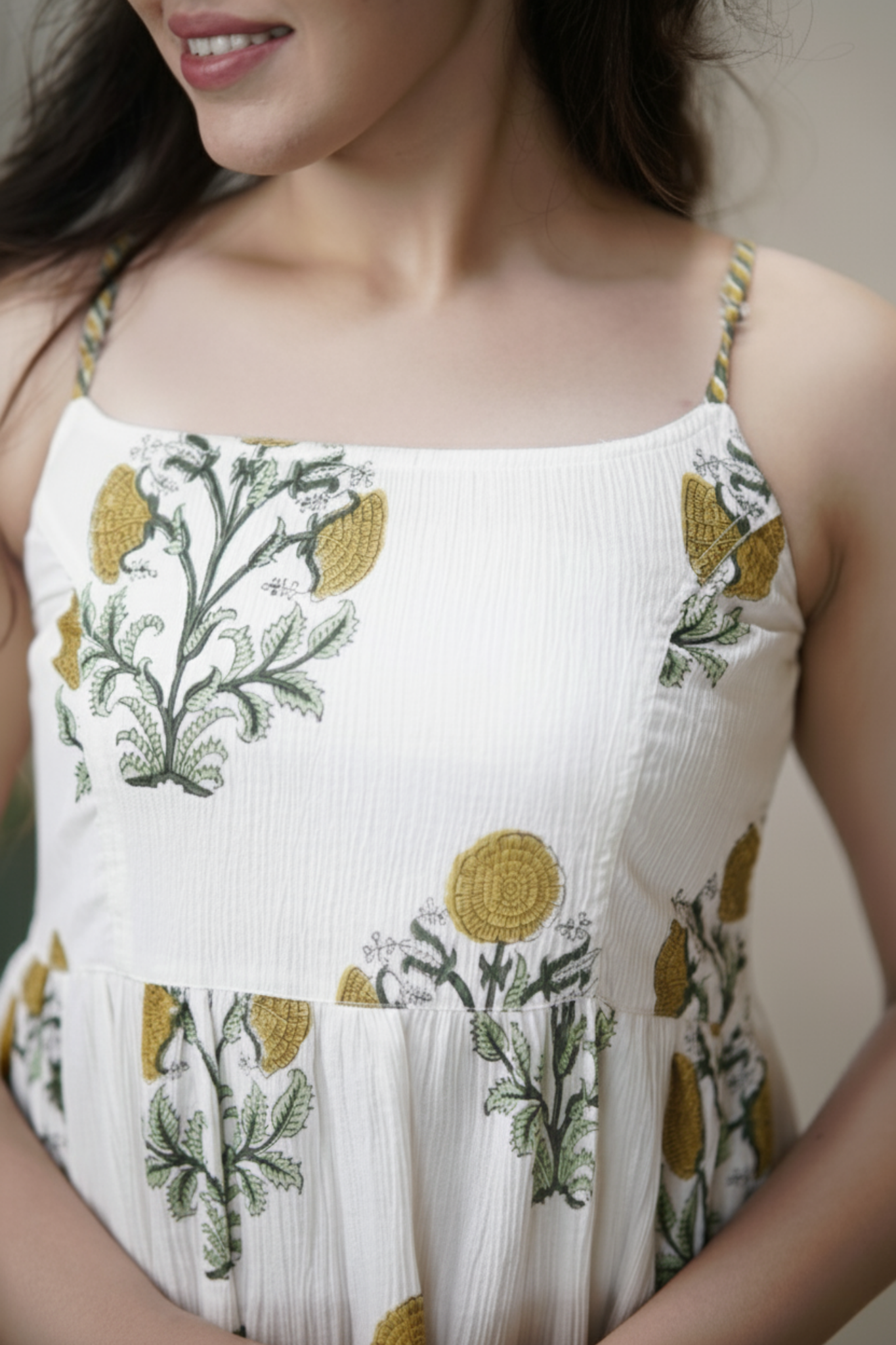 Rashmi Dress | Crushed Cotton Knee-Length Dress