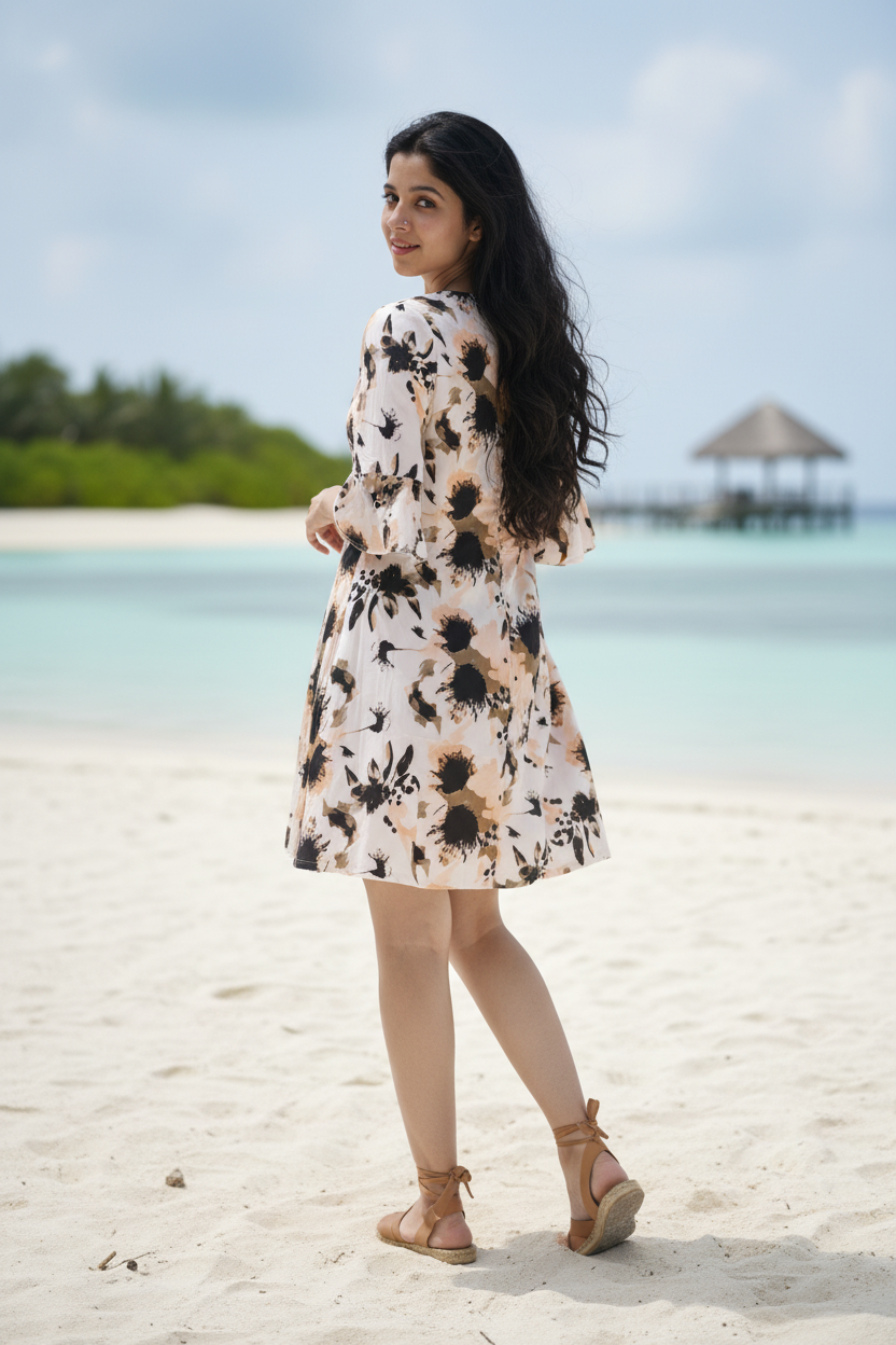 Serena | Cotton Rayon Flared Dress