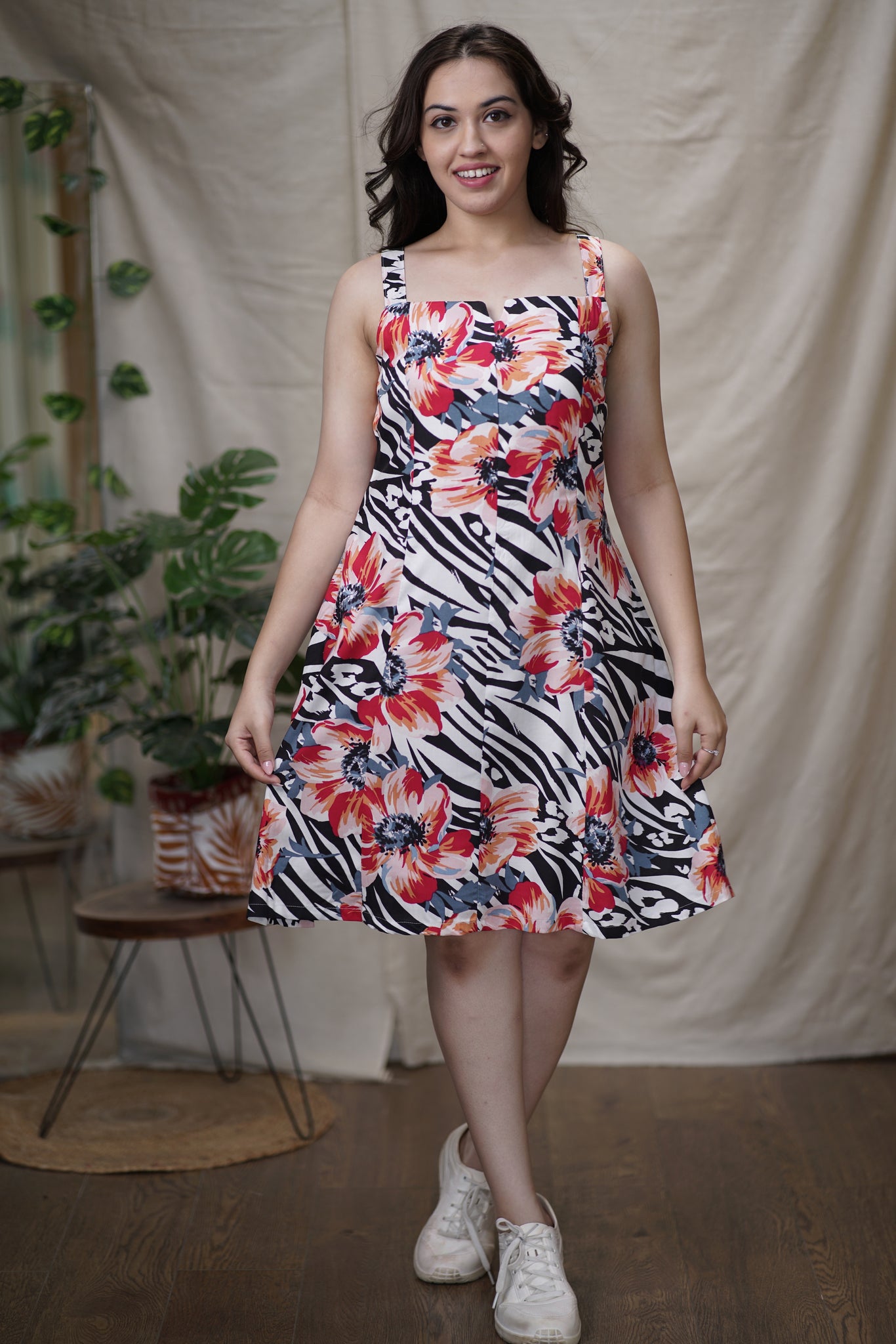 Luna Dress Black | Cotton Rayon Flared Short Dress