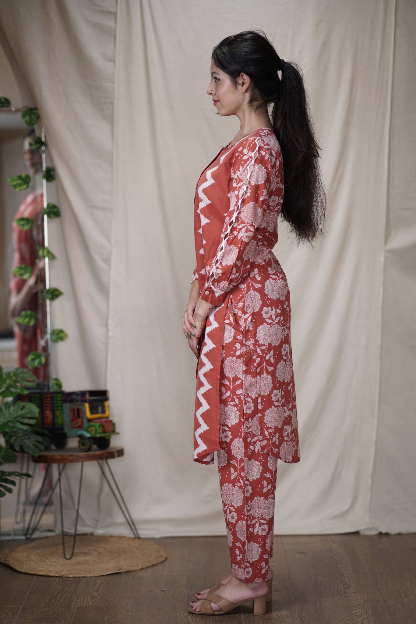 Anika | Cotton Printed 3-Piece Set with Jacket & Crop Top