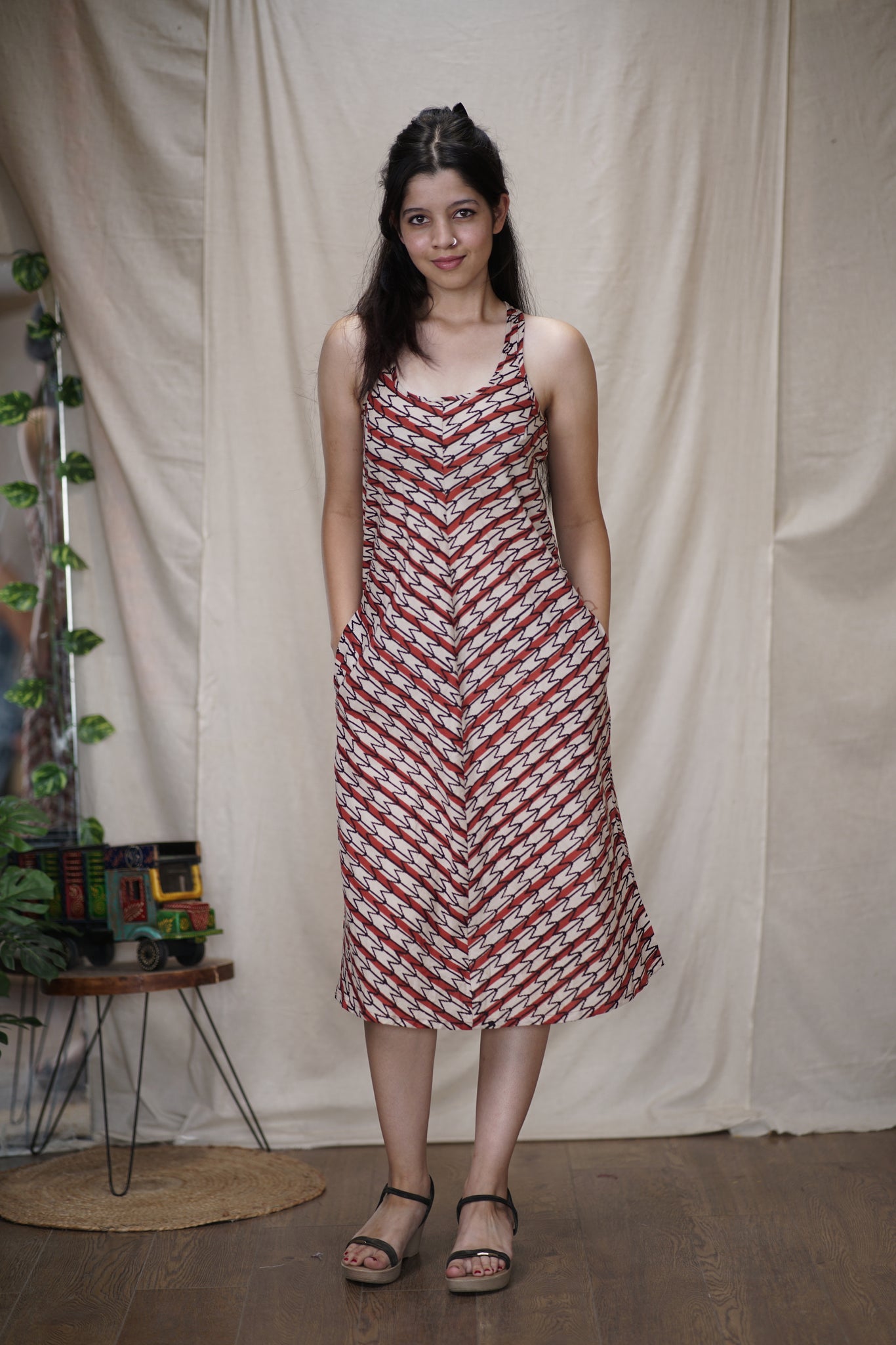 Ayra | Block Printed Cotton Bias-Cut Dress