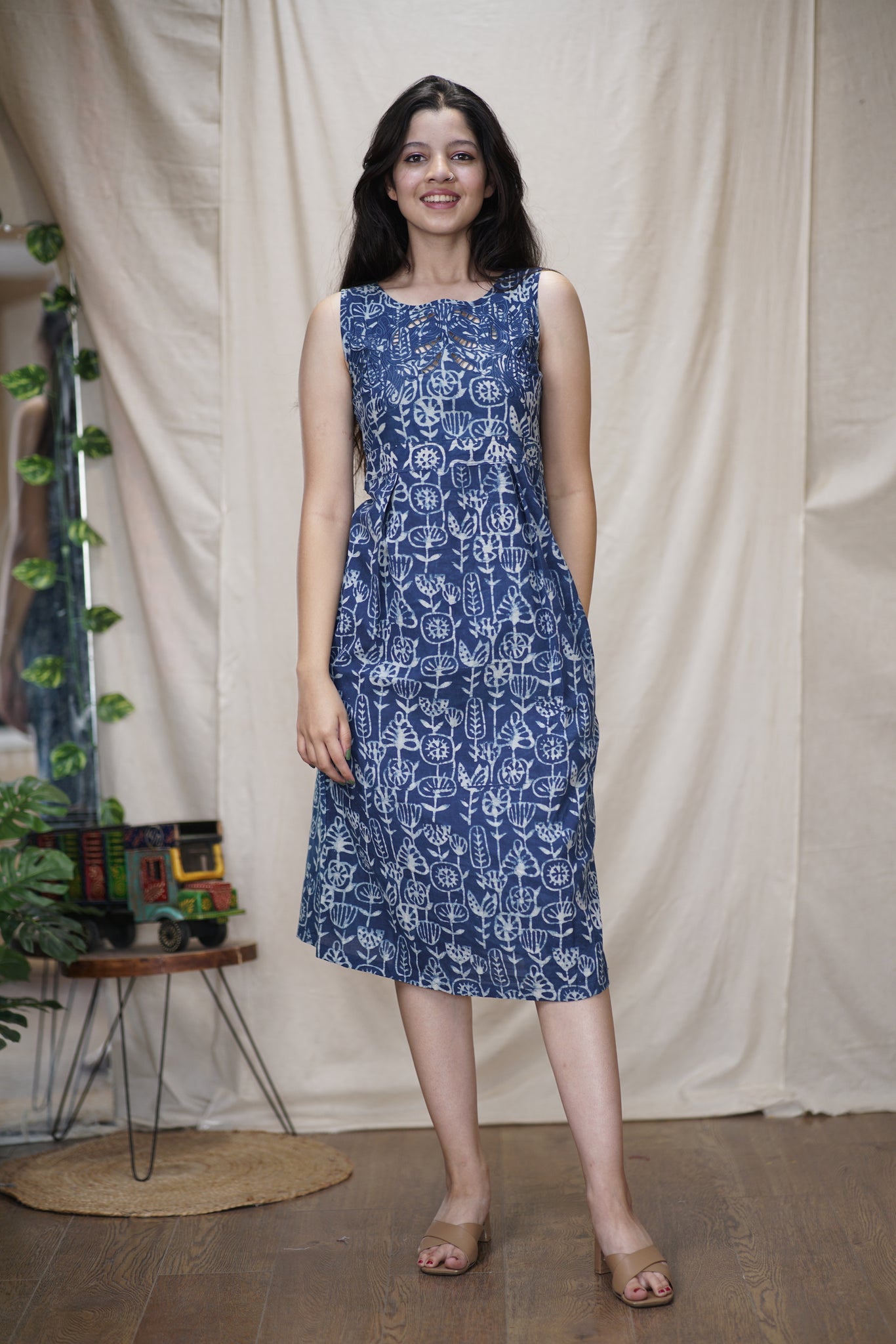 Kshirja | Indigo Natural Dye Cotton Dress