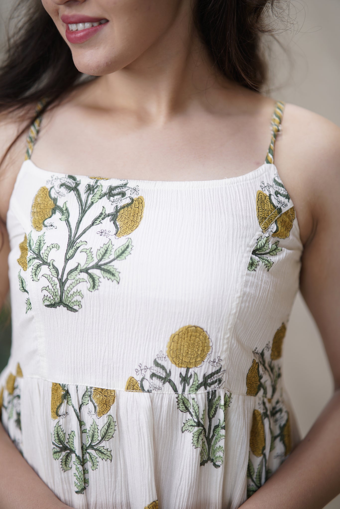 Rashmi Dress | Crushed Cotton Knee-Length Dress