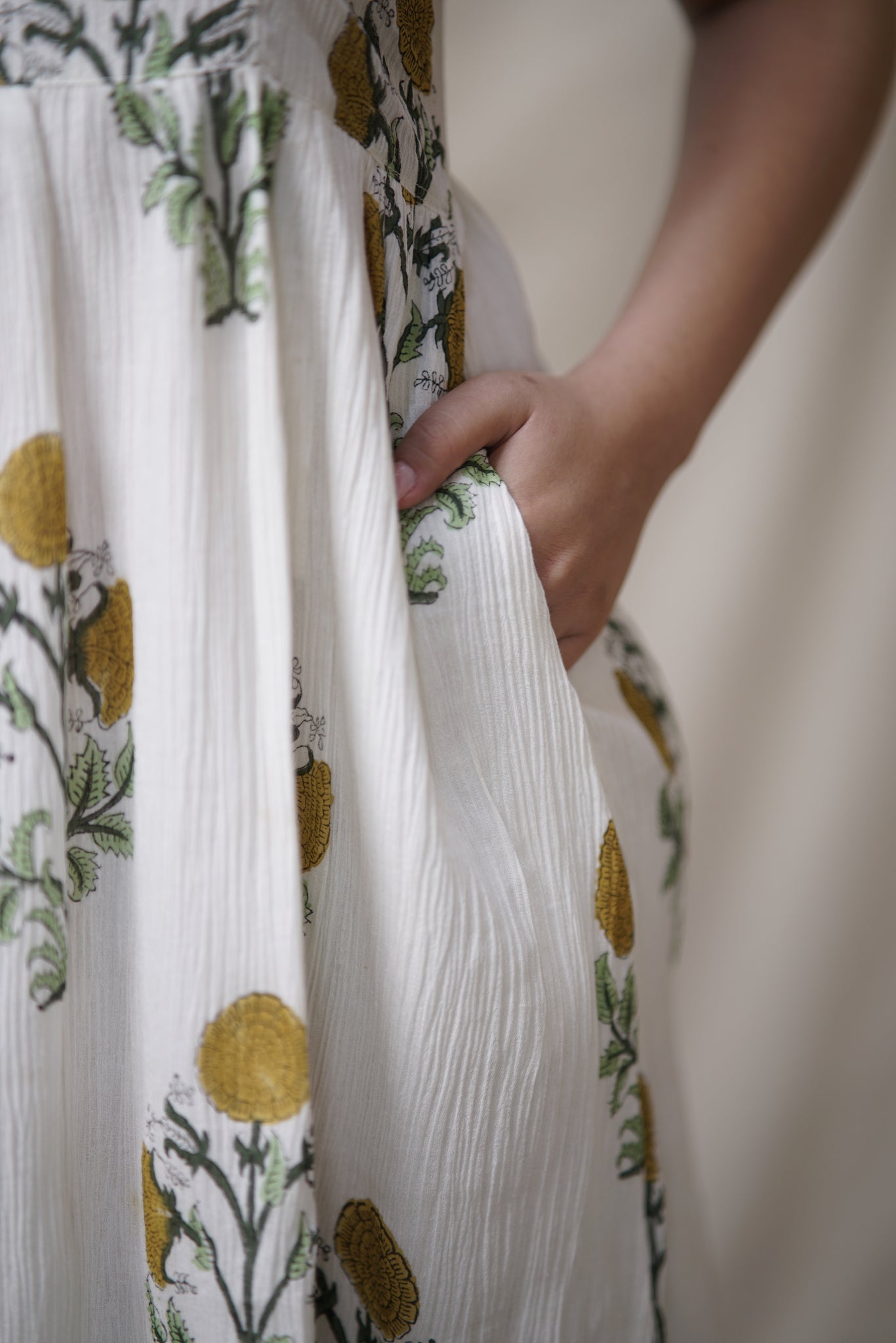 Rashmi Dress | Crushed Cotton Knee-Length Dress