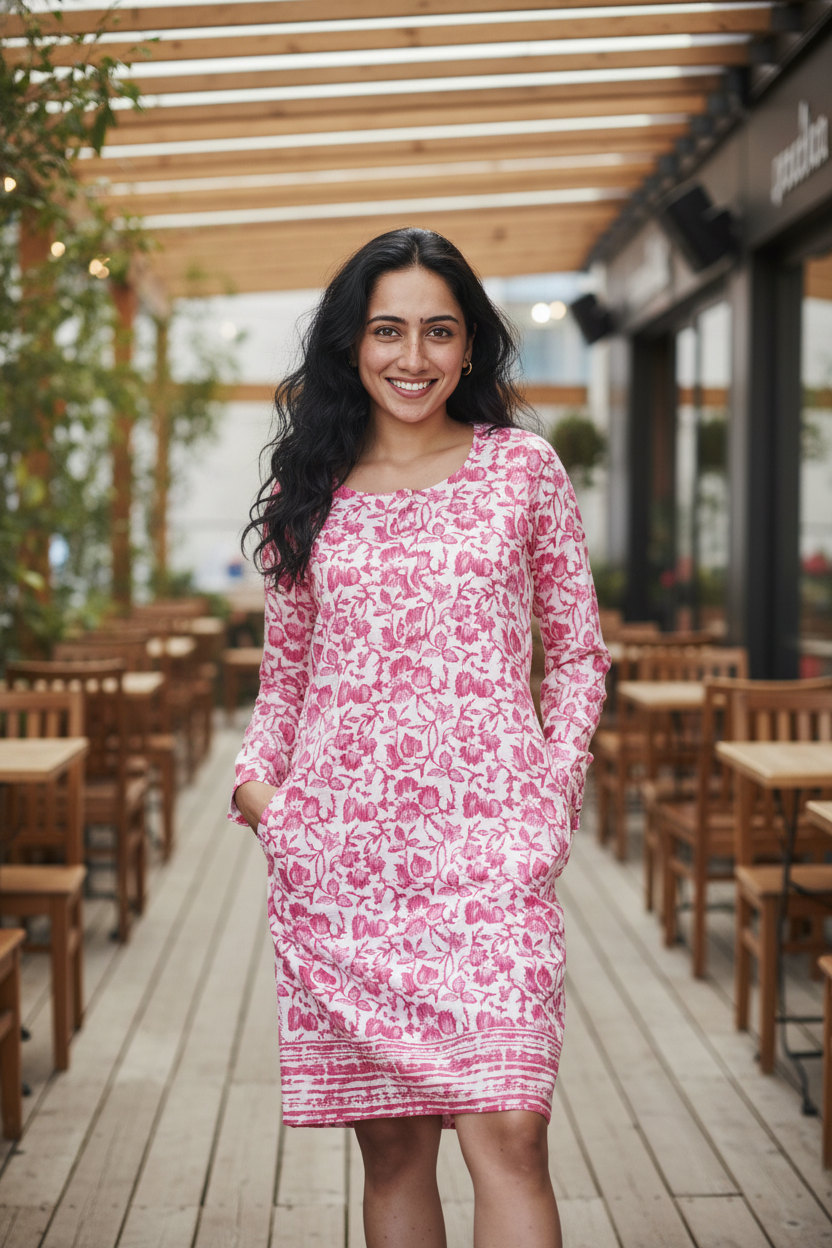 Ruhi Dress | Kantha Cotton Short Dress