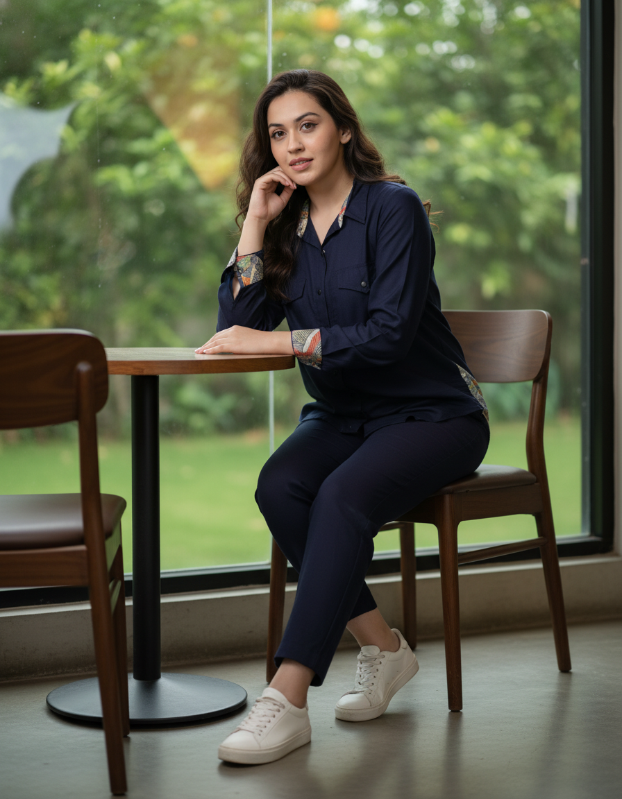 Neerija Shirt | Cotton Rayon Shirt with Printed Back