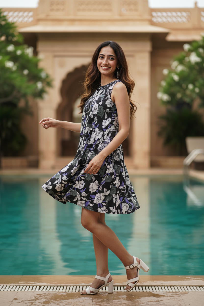 Moha Dress | Cotton Screen Print Short Dress