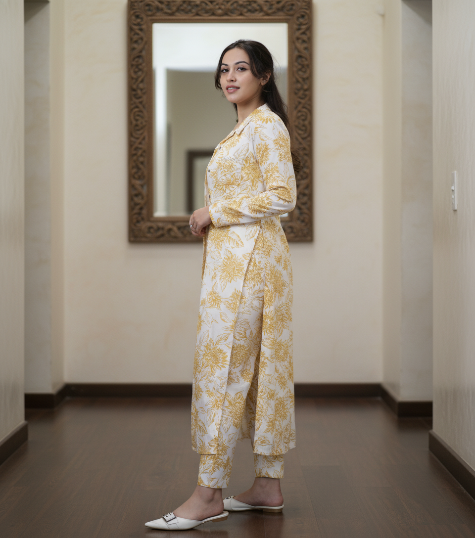 Florence Set | 3-Piece Cotton Rayon Kurta Jacket Set