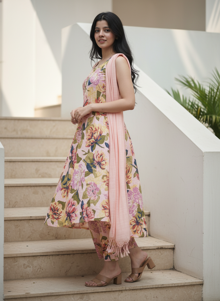 Praniti | Cotton Floral Print Co-ord Kurta Set