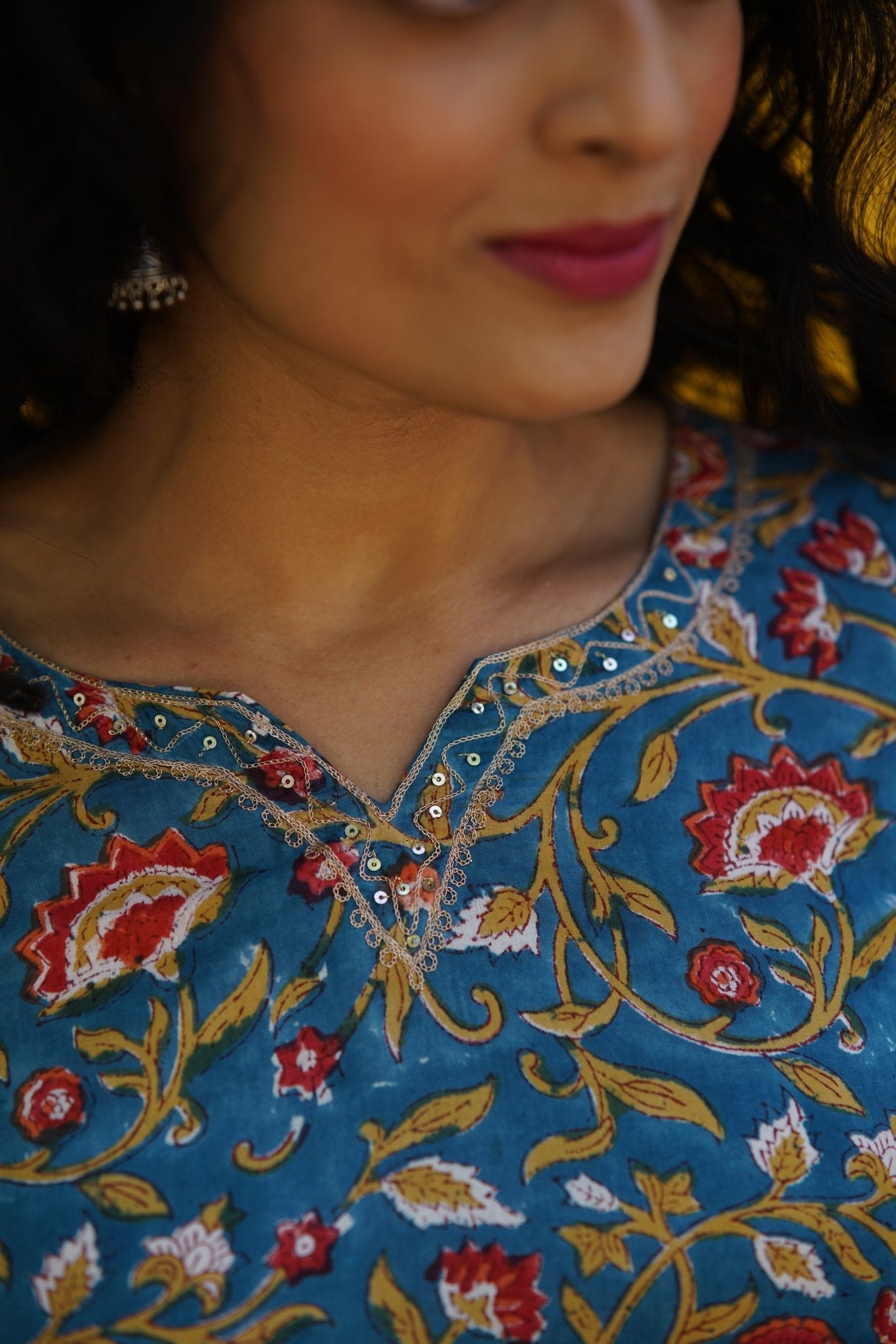 Aanya - Silver Zari Embroidery - Cotton Village India