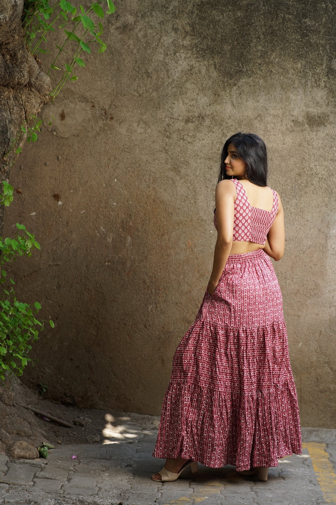 Smruti - Crop Top & Skirt Co-ord Set - Cotton Village India